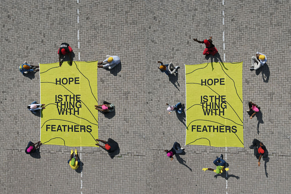 Larry Bonćhaka & Sopo Kashakashvili: Hope Is the Thing With Feathers (Public Exercise I), Royal Parade Grounds, K.N.U.S.T., Kumasi, Ghana