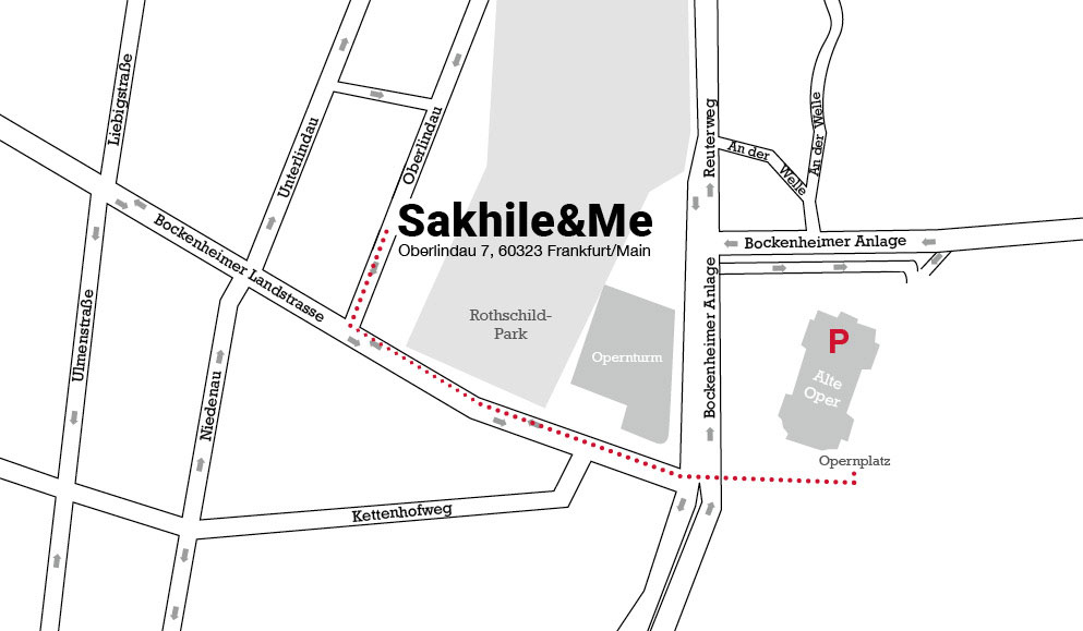 Karte: Sakhile&Me (Oberlindau 7, 60323 Frankfurt)